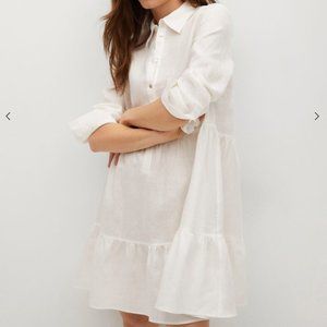Mango 100% Linen Shirt Dress